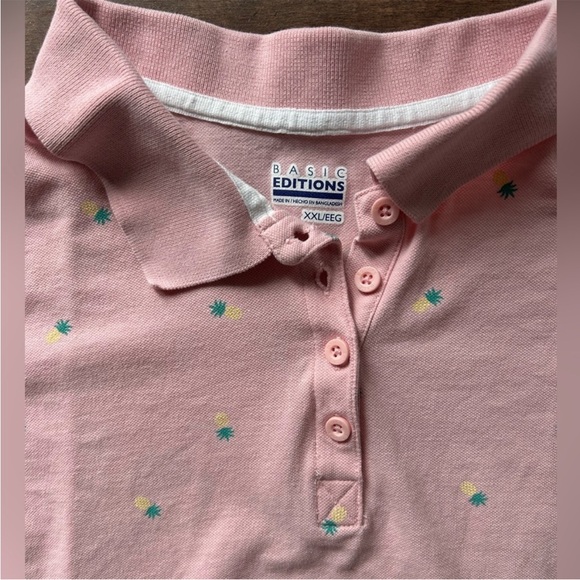 Basic Editions Pink Polo Blouse - Picture 2 of 5